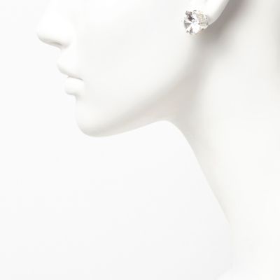 White crystal stud earrings